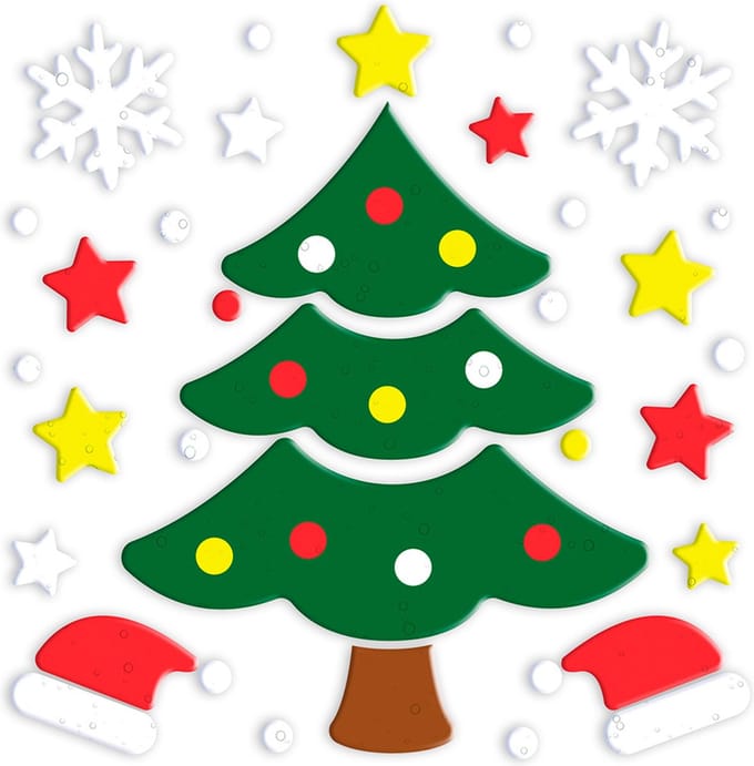 Fiestas Guirca - Gel raamdecoratie kerstboom (20 x 25 cm)