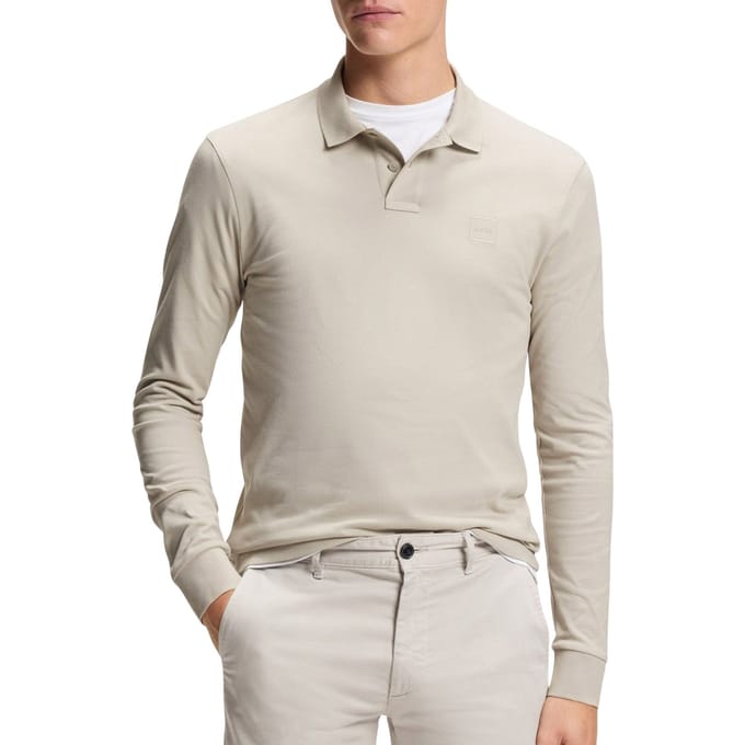 BOSS Passerby Polo Ecru - Maat L - Heren - Longsleeve polo