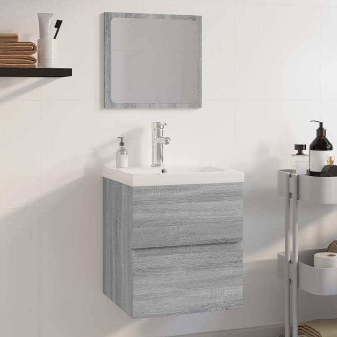 vidaXL - Badkamermeubelset - bewerkt - hout - grijs - sonoma - eikenkleurig