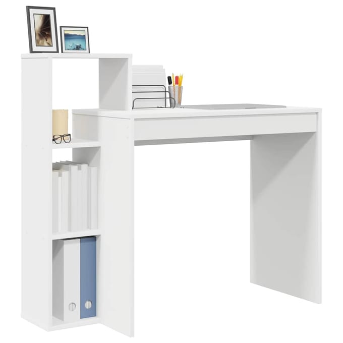 vidaXL Bureau met plank met opslag Wit 100 x 40 x 90 cm Bewerkt hout