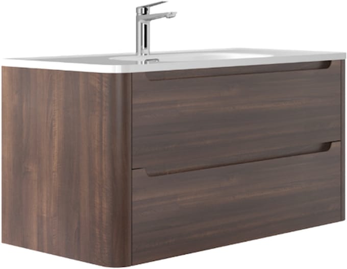 LINEA UNO - Riven 100 - Walnoot - Badmeubel - - 301746