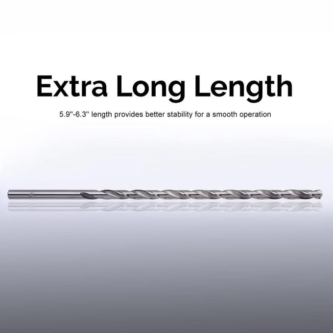 Dailygoods - Set van 5 Extra Lange Spiraalboren voor Diverse Materialen