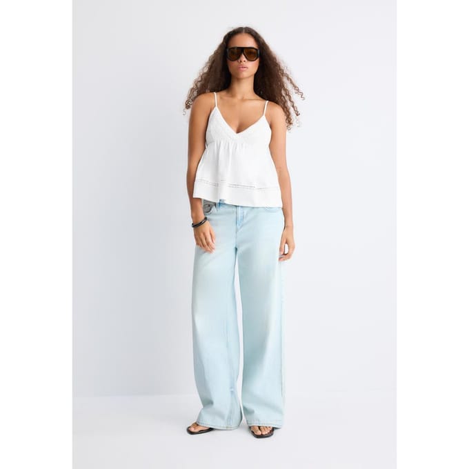 Stradivarius Crochet top met bandjes  Wit S
