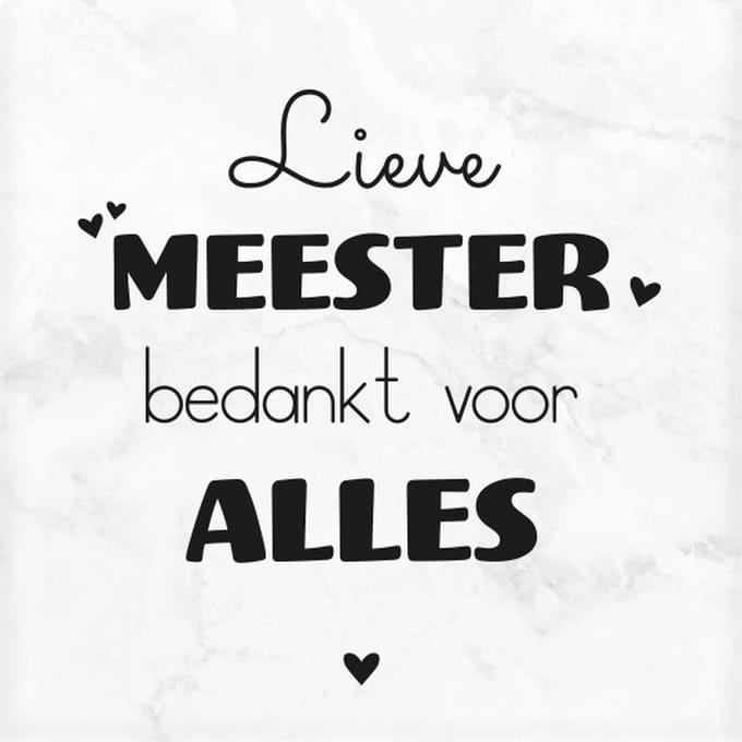 Marmeren Onderzetter - Meester - 10 x 10 x 1 cm