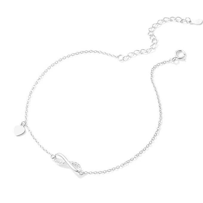 Zilveren Enkelband met Infinity Symbool – Elegant en Tijdloos