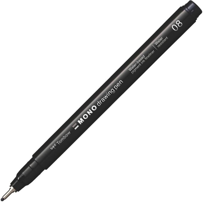 Tombow Mono Fineliner - 08 - 0.58 mm - Medium punt - Zwart