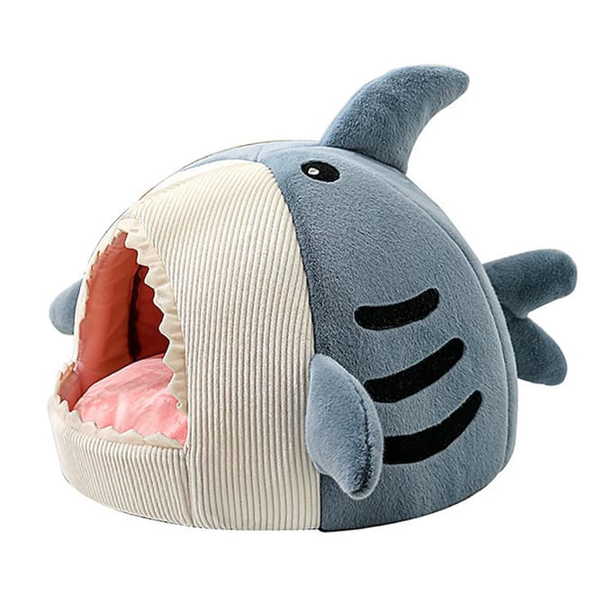 Kattenhol Mat Huis Haai Vormig Warm Veelzijdig Decoratief Knus Zacht Kattenhol Bed voor Hond Huisdier gray