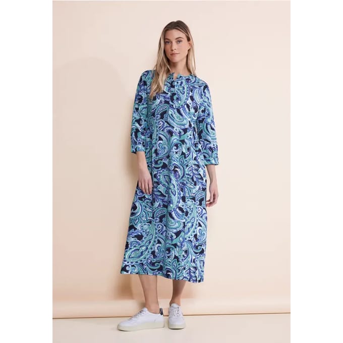 Street One Dames Midi-jurk met print in Turkoois, in size: 36