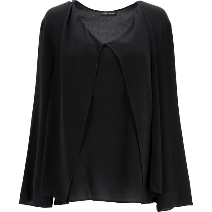 Etro blouse met V-hals en lange mouwen in zwarte viscose