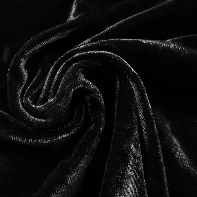 Velour de Panne Uni – Zwart – Glimmend & Zacht – 165 g/m² – 147 cm Breed – Per Meter
