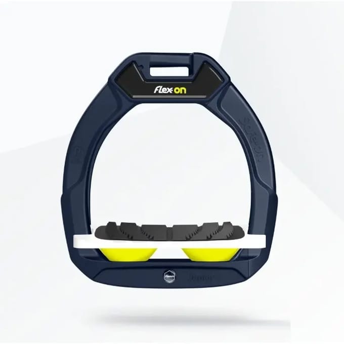 Veiligheidsstijgbeugels Paardrijden Hellend Grip Marine/Wit/Geel Kinderen Flex-On Safe-On