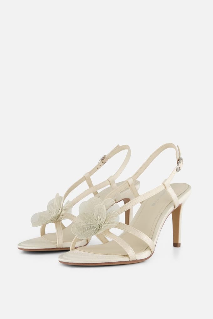 Tamaris Sandalen Met Hak wit Textiel - Maat 40