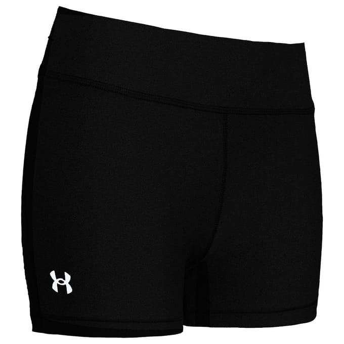 Under Armour HeatGear Mid-Rise Shorts voor dames, zwart