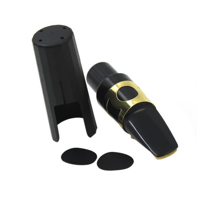 Tenor Sax Saxofoon Mondstuk Kunststof met Kap Metalen Gesp Riet Mondstuk Patches Pads Kussens black
