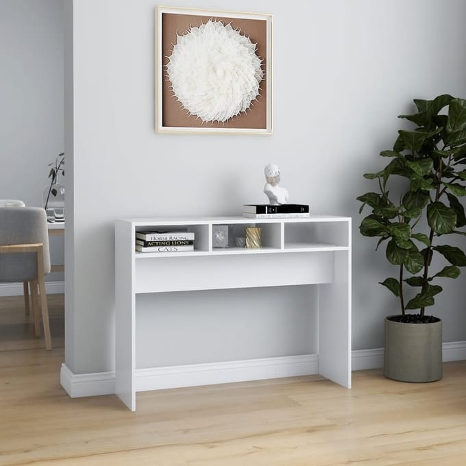 vidaXL - Wandtafel - 105x30x80 - cm - bewerkt - hout - wit