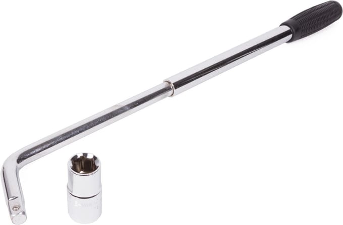 Benson Telescopische wielmoersleutel - uitschuifbare hefboom - chroom-vanadium - 17 en 19 mm