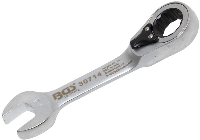BGS Ratel ringsteeksleutel - kort - omschakelbaar - 14 mm