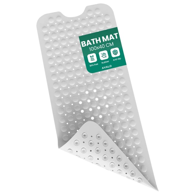 Avalo Douchemat Antislip - 100x40 cm - Badmat Antislip voor in Bad met Zuignappen - Antislipmat - Wit