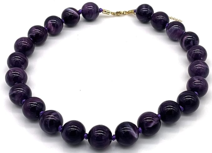 Ketting met acryl kralen - paars - 47-55 cm