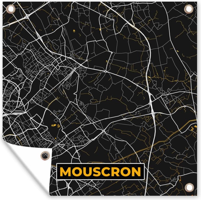 Tuindoek Plattegrond - Stadskaart - Goud - Mouscron - Kaart - 100x100 cm