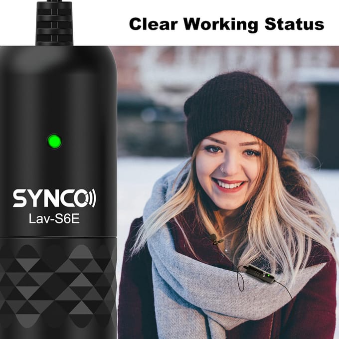 SYNCO Lav-S6E Professionele Lavalier Microfoon Clip-on Omnidirectionele Condensator Reversmicrofoon zwart