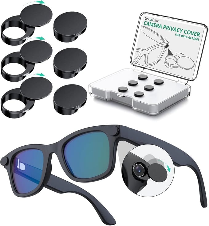 Camera Afdekking - Privacy Cover - Smart Glasses - 180° Draaibaar - 6er Pack - Zwart
