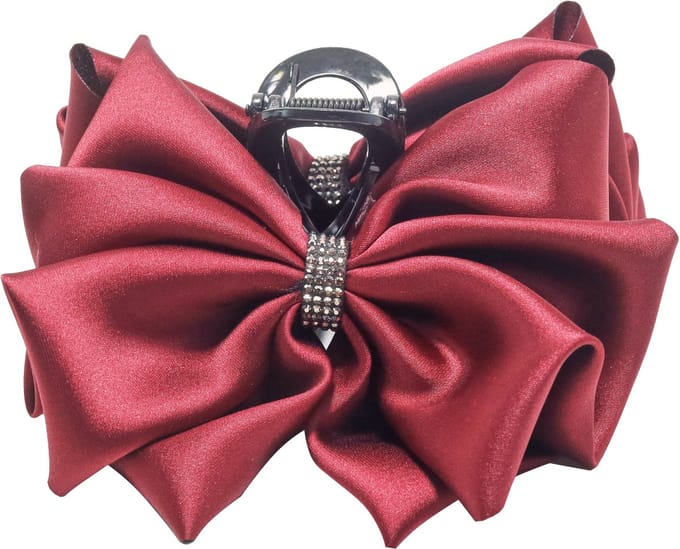 Emilie collection - haarklem - strik - wijnrood - burgundy - glitter