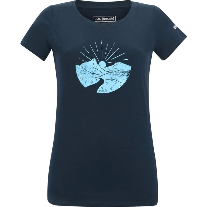 Regatta Dames/Dames Breezed Mountain Scene T-Shirt (Marine)