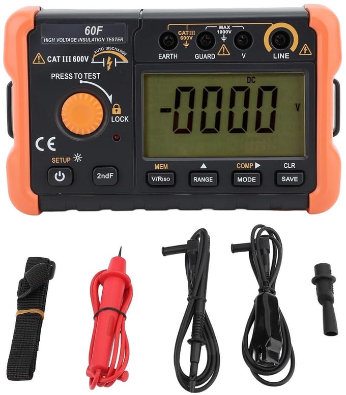 Isolatiemeter - Megohmmeter - Elektrisch Onderhoud - Simultane Weergave - 100 GΩ - Grijs