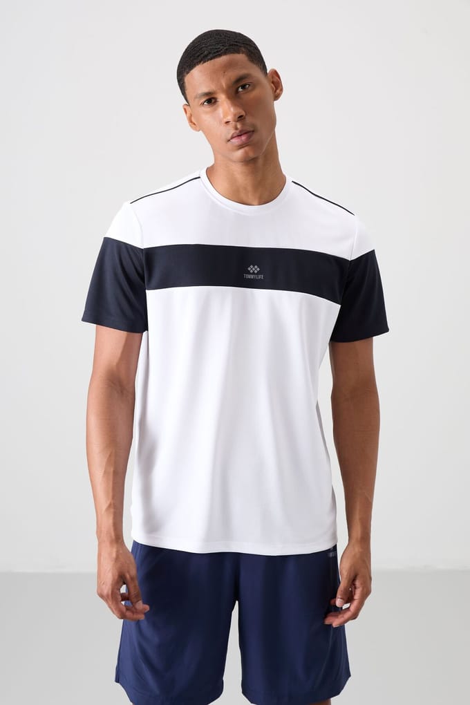 Heren Kleurblok Crew Neck T-Shirt