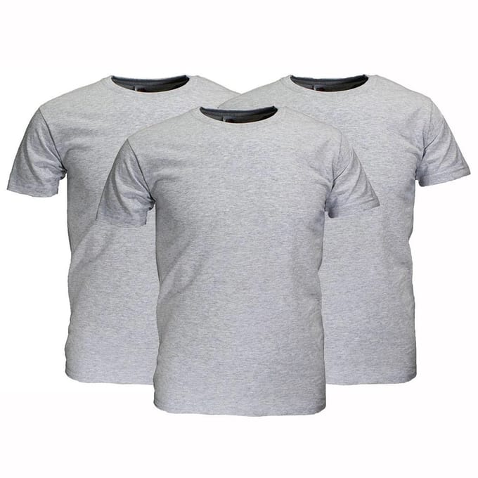 Fruit Of The Loom Blanco Katoenen T-Shirts 3-Pack Grijs Gemêleerd - M