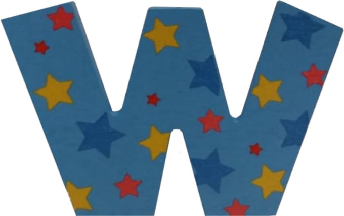 Decoratieletter - W - Hout - 7cm - Blauw