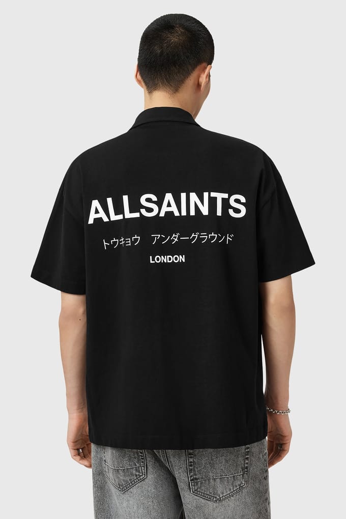 AllSaints Underground Ss Polo Jet Black Größe: M | Poloshirts Outlet | Herren | Schwarz