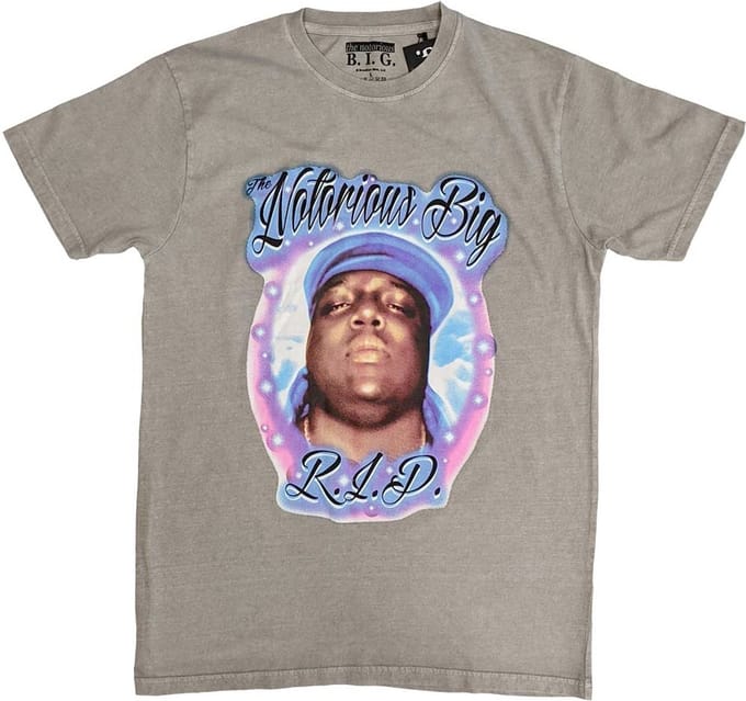 Biggie Smalls - RIP Airbrush Heren T-shirt - S - Grijs