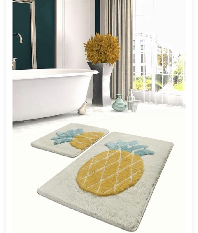 HappyNest - Badmat - Set van 2 - 60x100cm + 50x60cm - Wc Mat - Pineapple