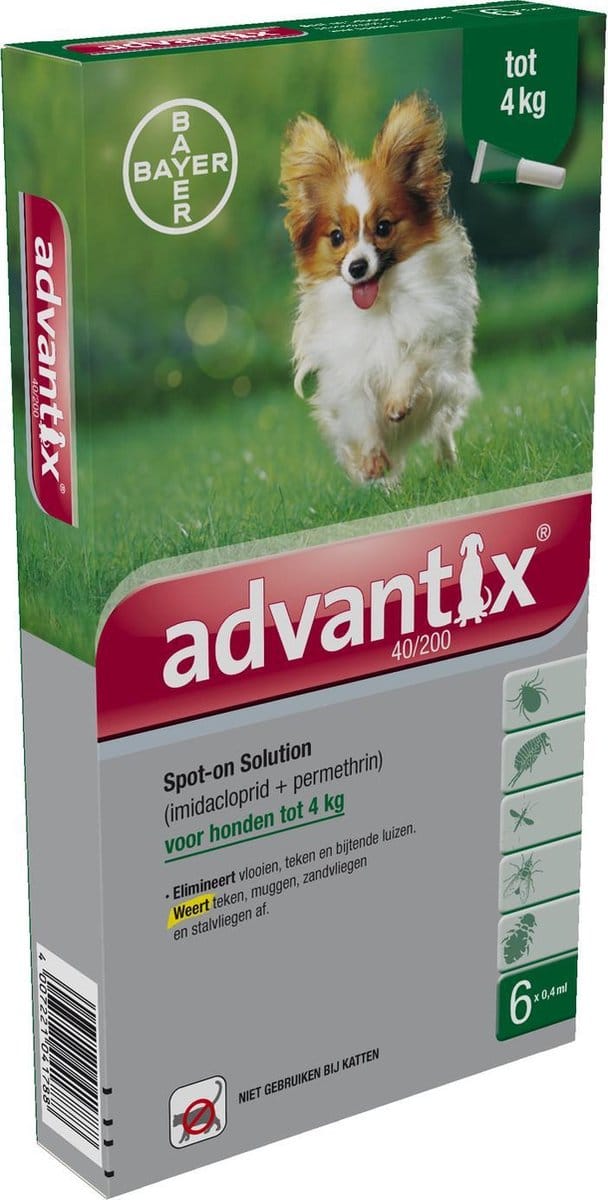 Advantix - Spot On 40/200 - Anti vlooienmiddel en tekenmiddel Hond - 6 pipetten