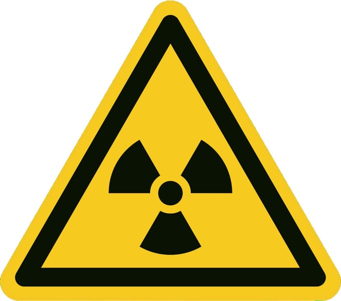 Radioactief sticker 200x200 mm - vinyl - ISO 7010 W003
