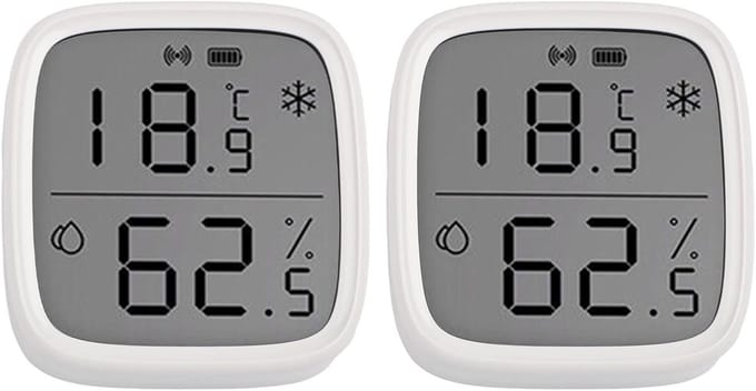 Temperatuur Vochtigheidssensor - Binnenthermometer Hygrometer - Real-time Monitoring - LCD Scherm Vernieuwing - 62.5x59.5mm - Wit