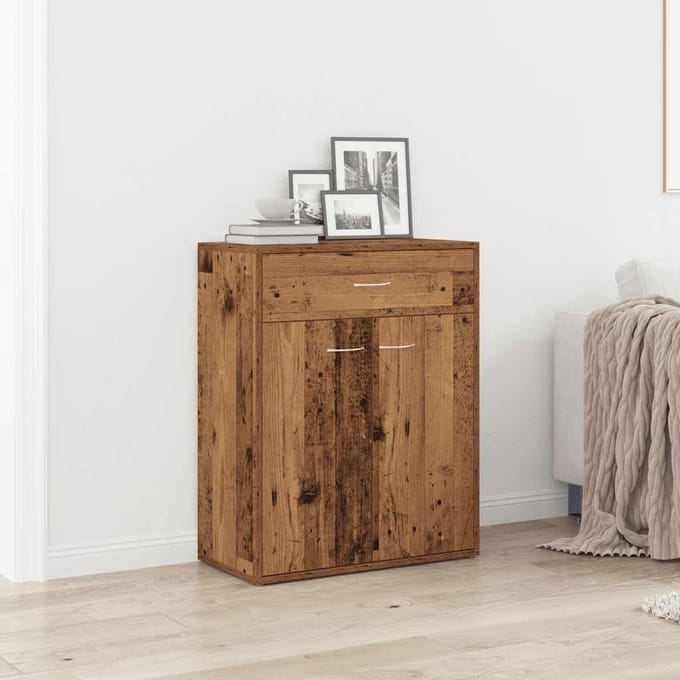 vidaXL - Dressoir - 60x30x75 - cm - bewerkt - hout - oud - houtkleurig