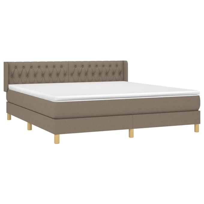 vidaXL - Boxspring - met - matras - stof - taupe - 180x200 - cm