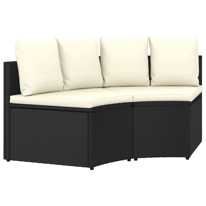 vidaXL - 2-delige - Loungeset - met - kussens - poly - rattan - zwart