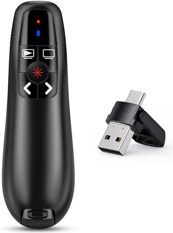 Draadloze Presentatie Clicker voor PowerPoint - 2-in-1 USB Type C Remote en Slide Advancer