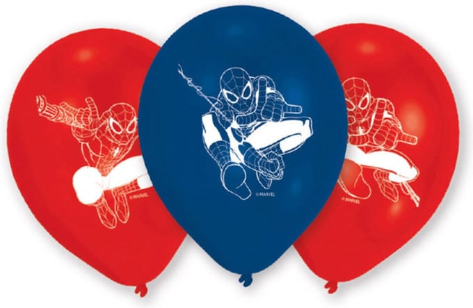 Amscan - 6 Spider-Man ballonnen - blauw rood - 22 cm