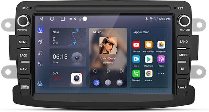 Hexinex Quad-Core autoradio Geschikt voor Renault Dacia - Draadloos CarPlay, Android Auto, Android 15, multimediaspeler, 2GB+64GB