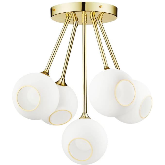 DESIGN BY US Plafondlamp Ballroom Molecule, wit, glas, 5-lamps