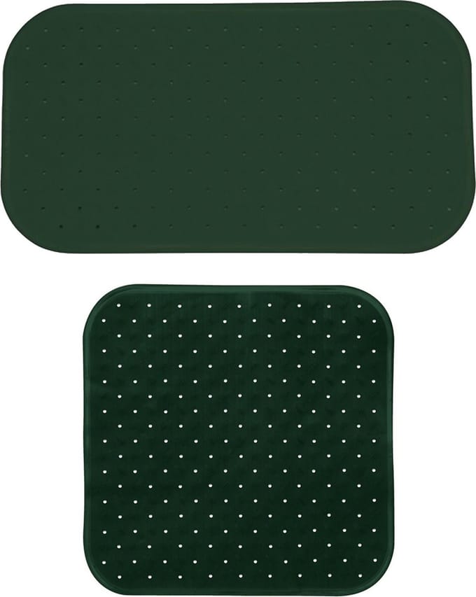 MSV Douche/bad anti-slip matten set badkamer - rubber - 2x stuks - donkergroen - 2 formaten
