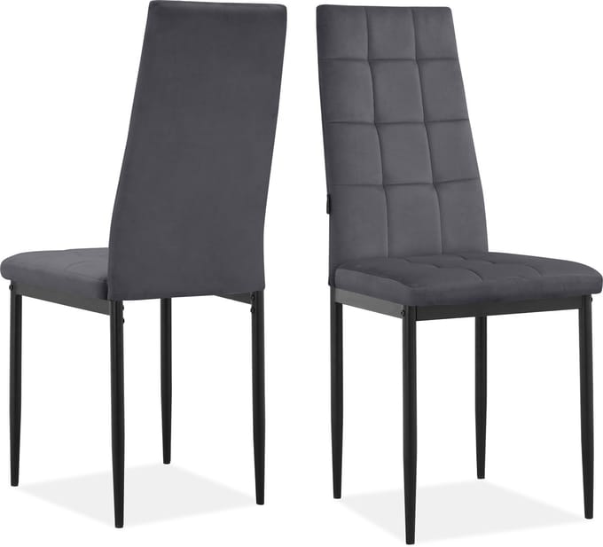 Becca-Eetkamerstoel - Set van 2 - Antraciet Fluweel