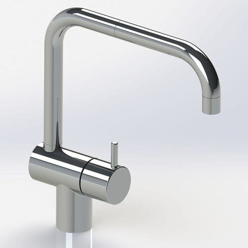 Vola cold water washbasin pillar tap, double swivel spout, projection 20 cm