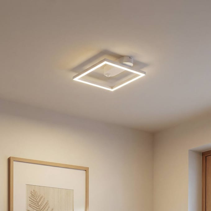 Lindby LED plafondlamp Yulla, wit, bewegingsmelder