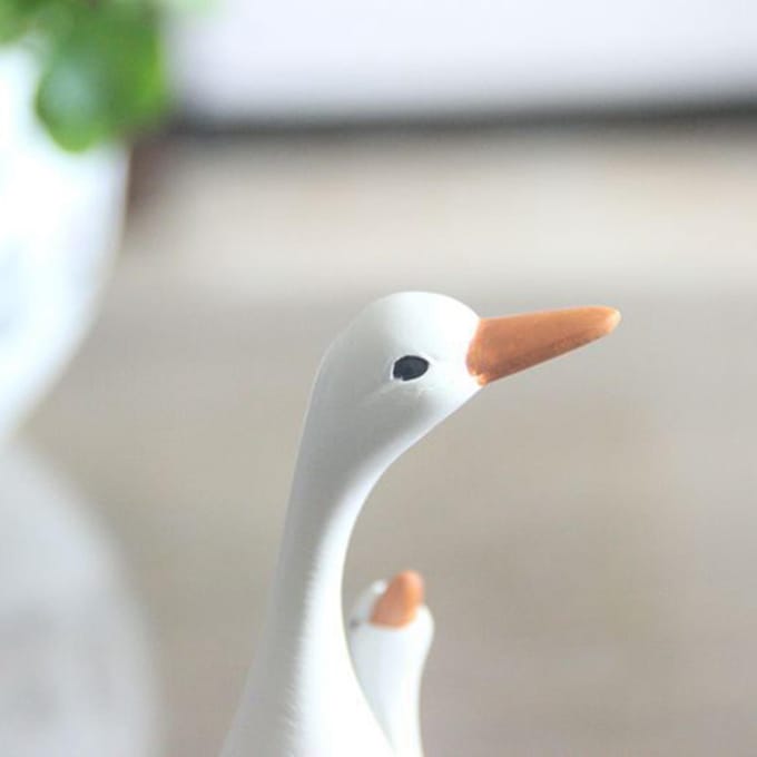Simulatie Eend Speelgoed Synthetische Hars Moeder en Baby Eend Model voor Huishouden Tafelblad Woonkamer Small white